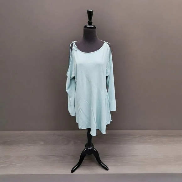 Free People Mint Clear Skies Cold Shoulder Tunic Mini Dress Small Asymmetrical - Picture 1 of 11